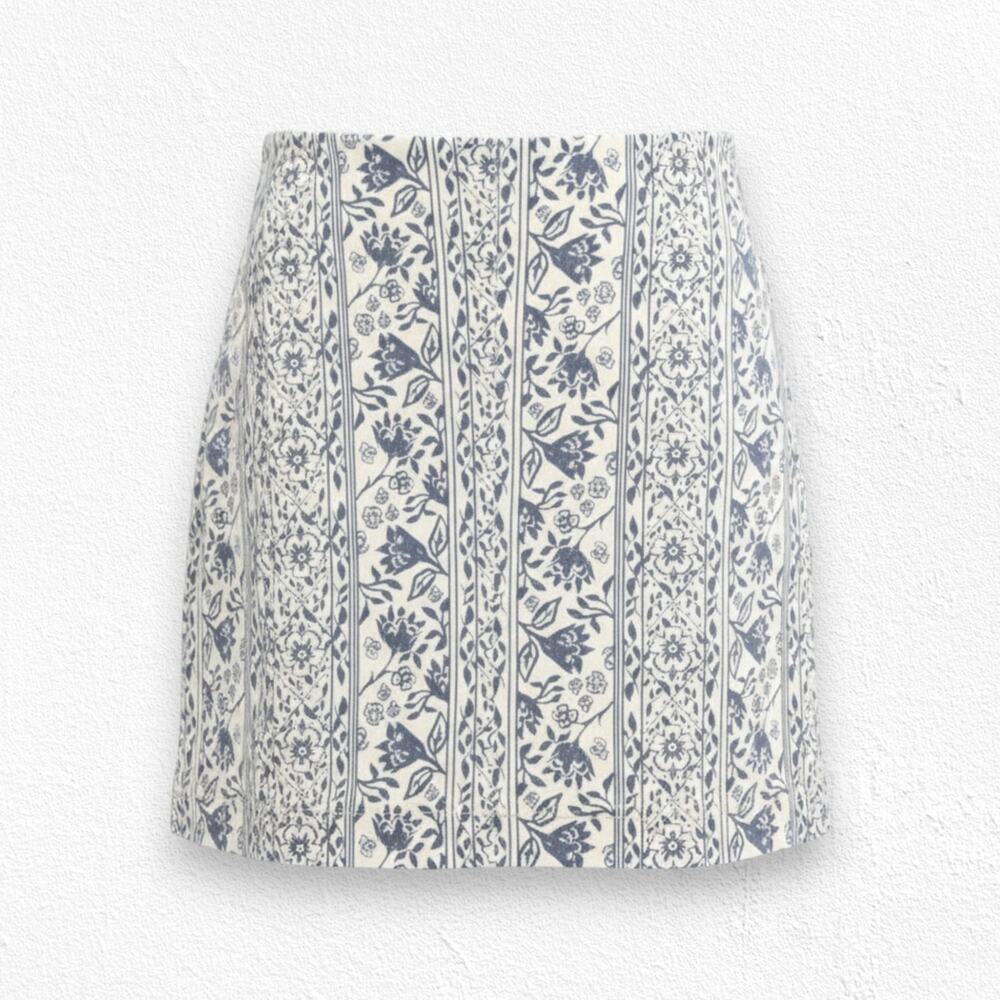 Free People Macadamia Combo Ivory Floral Mini Skirt Cotton Blend Boho Size 0